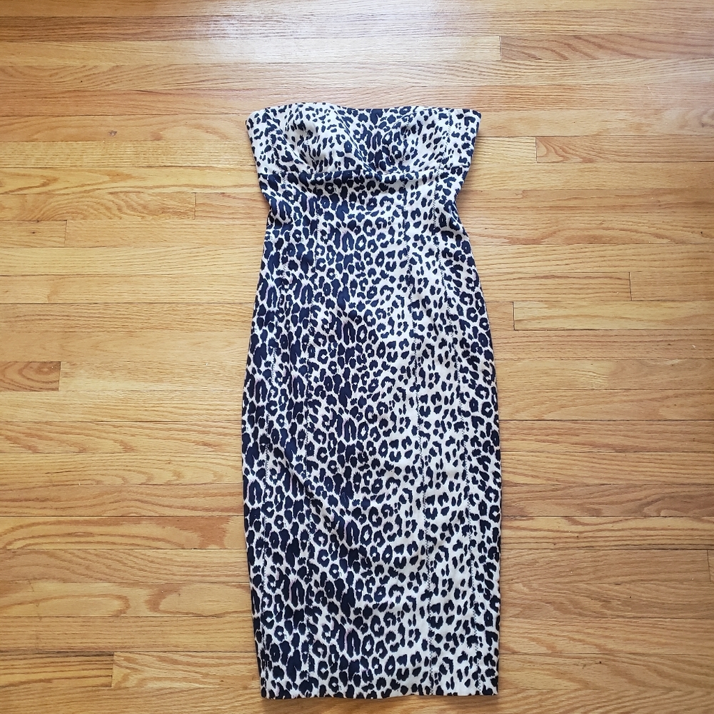 Bebe Cheetah Print Strapless Dress